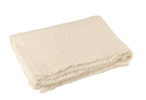 J-LINE GERUITE SJAAL MET RAFELRANDEN KATOEN/POLYESTER WIT