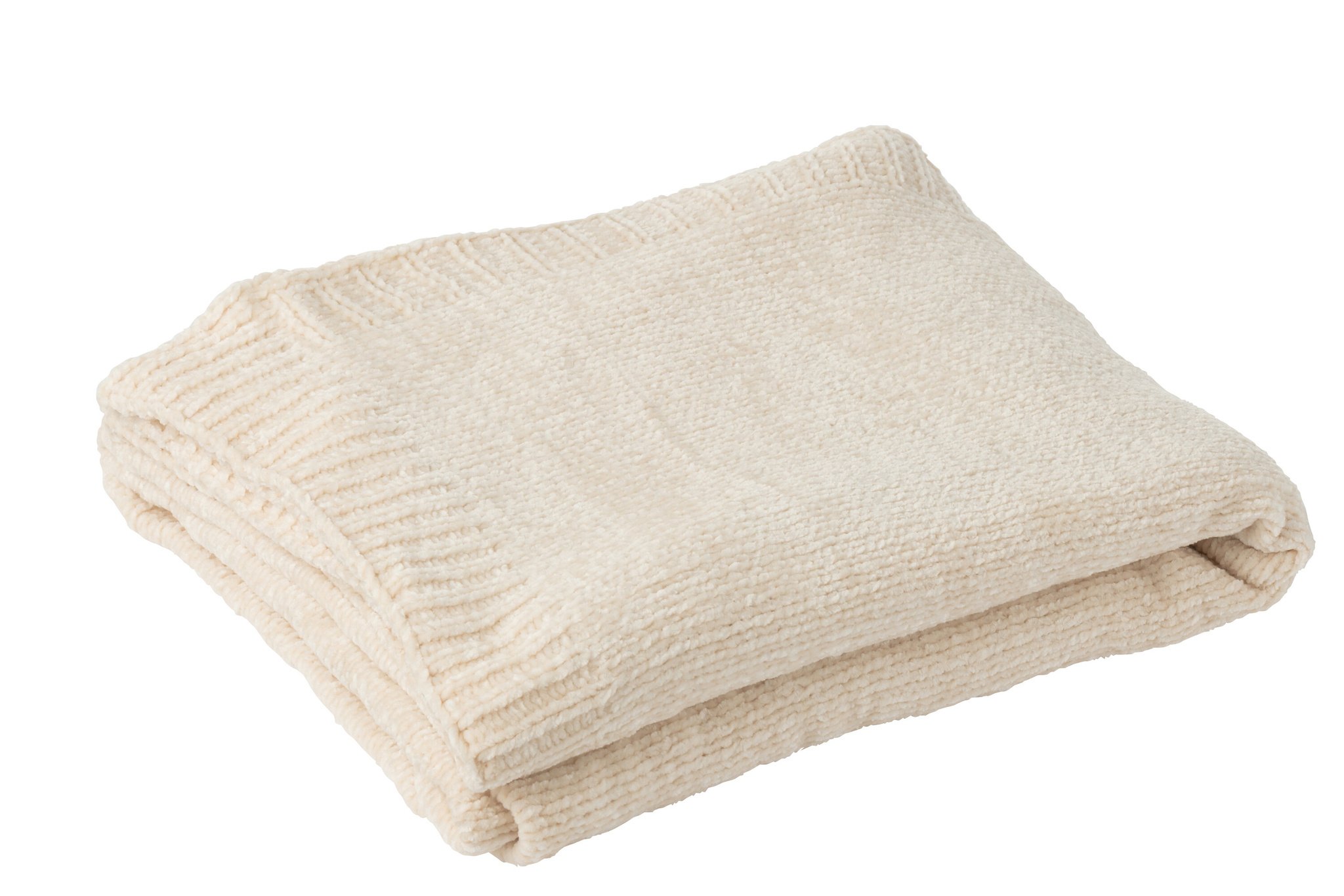 J-LINE DEKEN CHENILLE POLYESTER ECRU