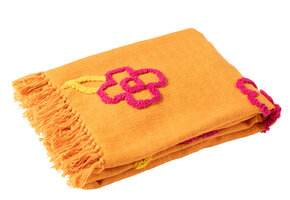 J-LINE GERUITE BLOEMEN KATOEN ORANJE+ROZE/GEEL