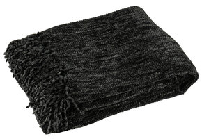 J-LINE DEKEN CHENILLE POLYESTER ZWART