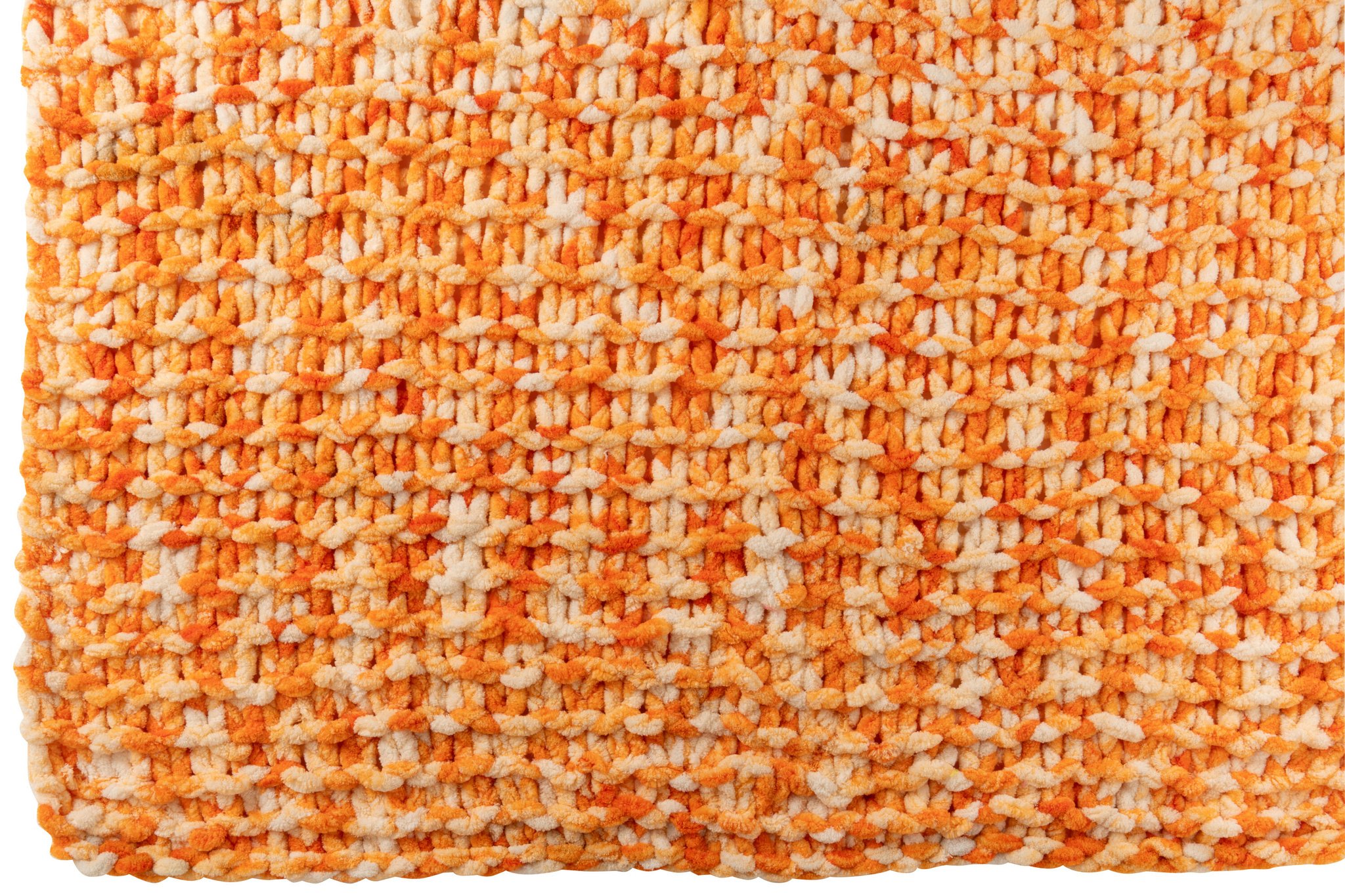 J-LINE DEKEN GEBREID POLYESTER ORANJE/WIT