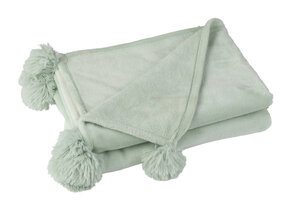 J-LINE PLAID POMPOM POLYESTER LICHTGROEN