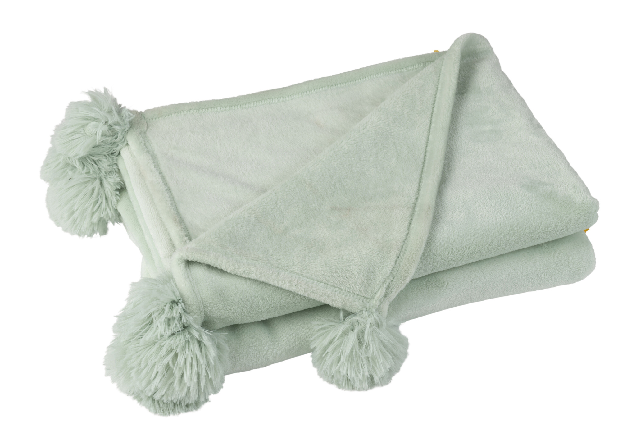 J-LINE PLAID POMPOM POLYESTER LICHTGROEN