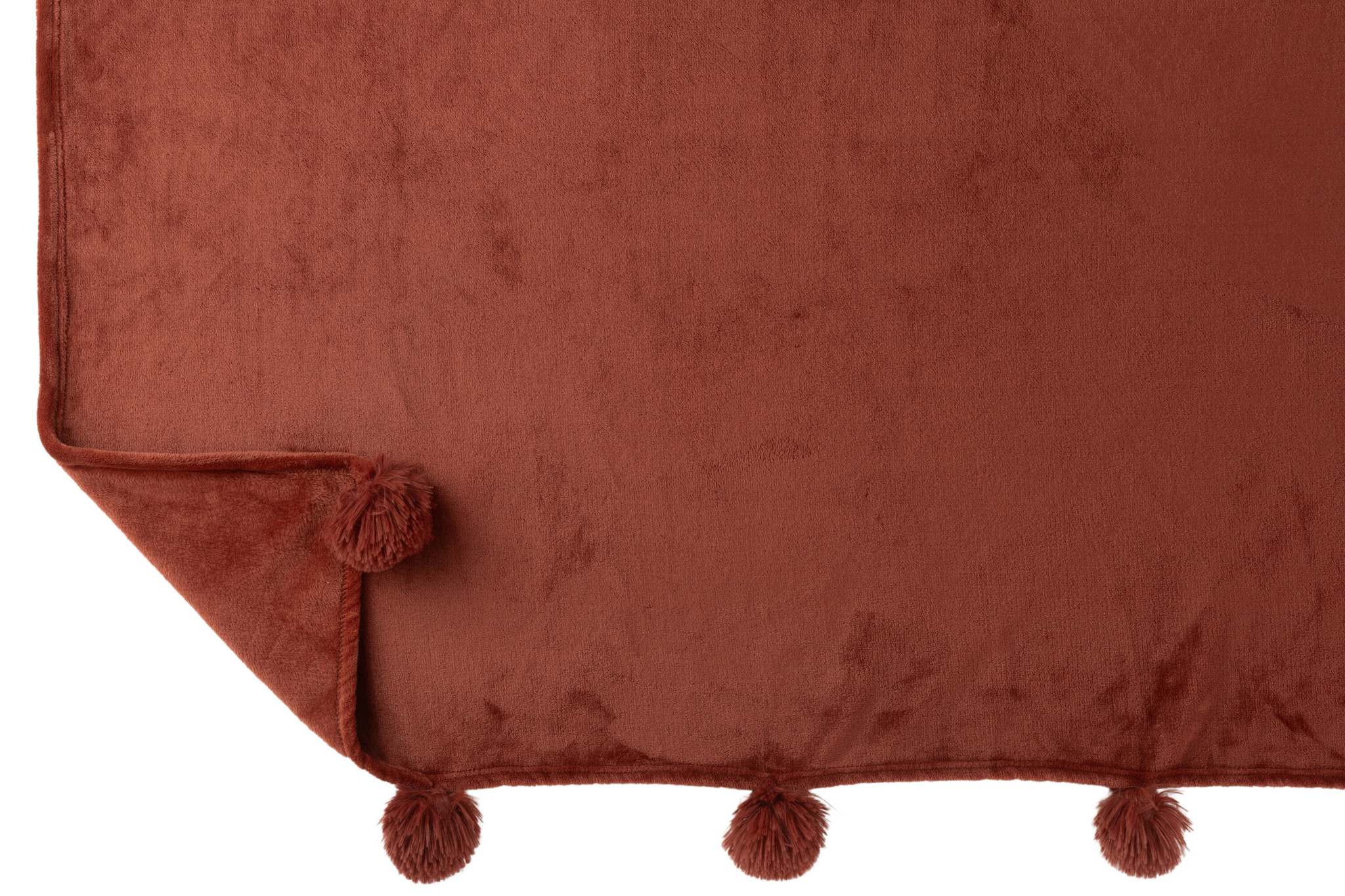 J-LINE PLAID POMPOM POLYESTER MARSALA