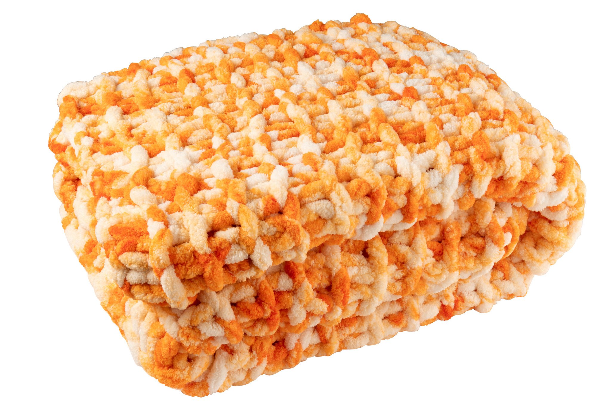 J-LINE DEKEN GEBREID POLYESTER ORANJE/WIT