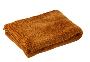 J-LINE DEKEN CHENILLE POLYESTER ROESTBRUIN