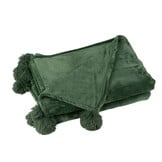 J-LINE PLAID POMPOM POLYESTER DONKERGROEN