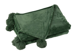 J-LINE PLAID POMPOM POLYESTER DONKERGROEN