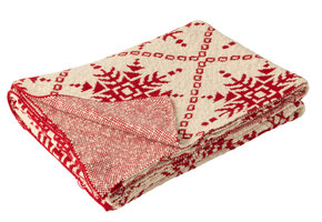 J-LINE DEKENTJE SNEEUWVLOKKEN KATOEN WIT/WIT