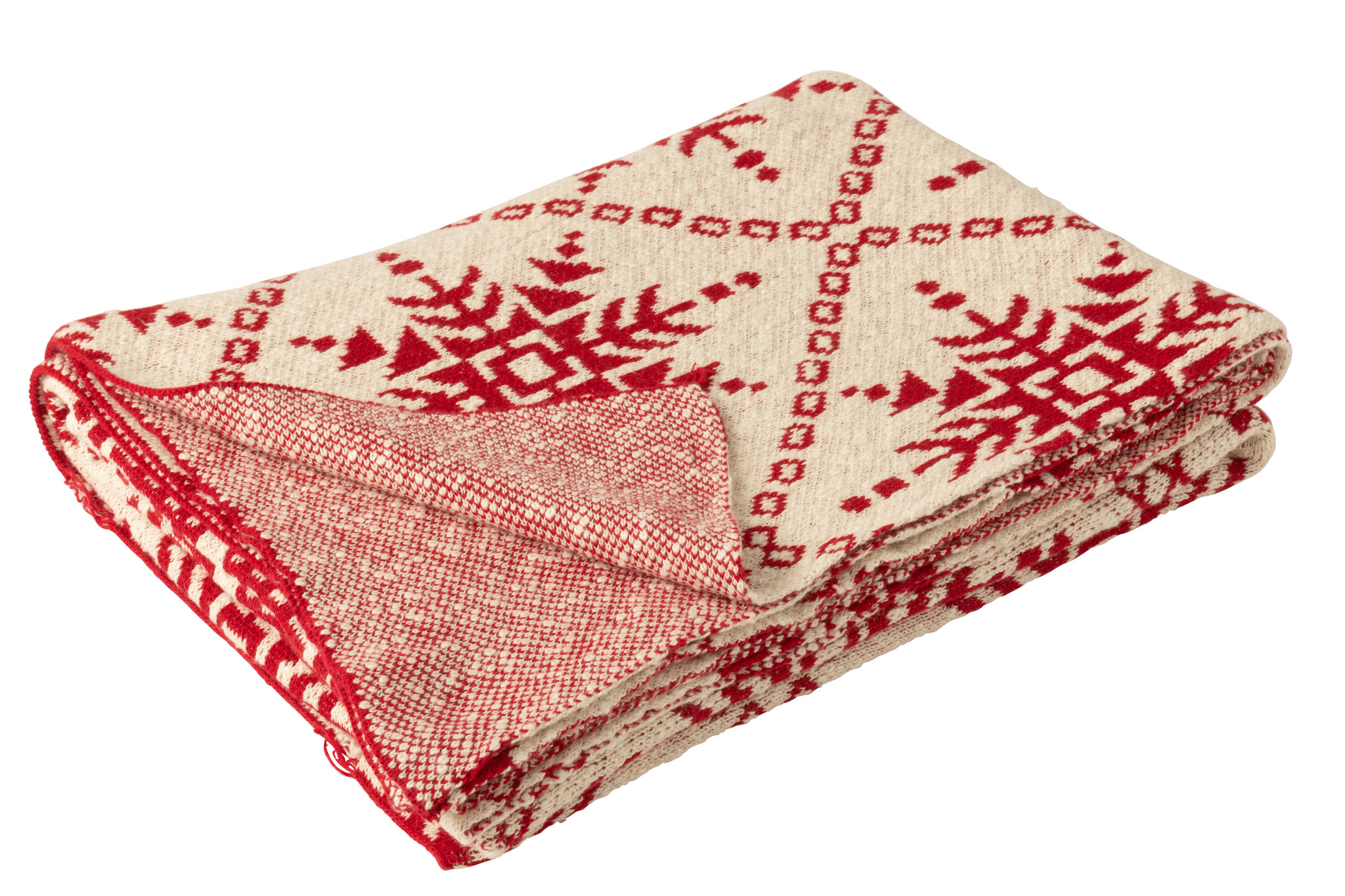 J-LINE DEKENTJE SNEEUWVLOKKEN KATOEN WIT/WIT