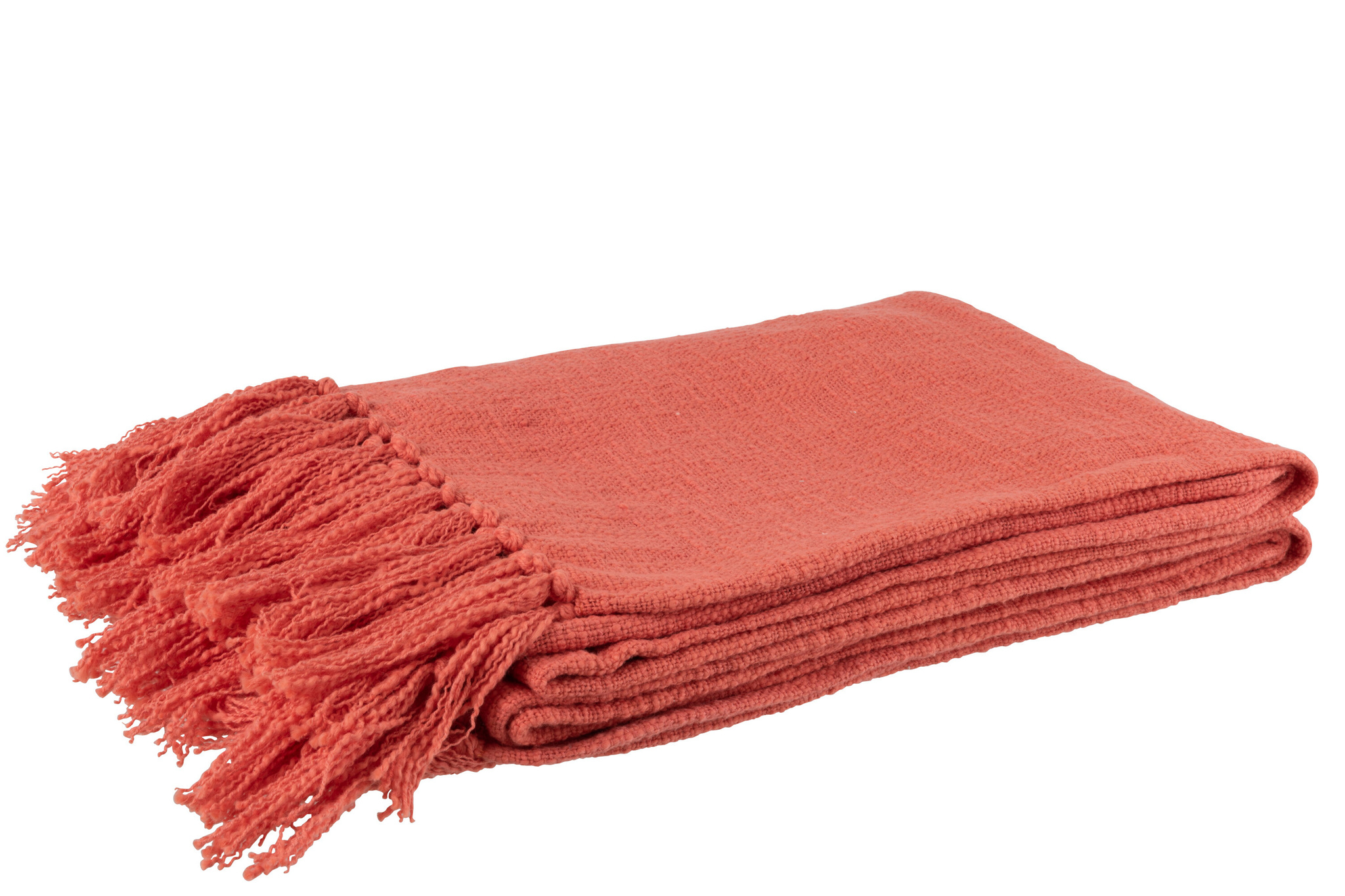 J-LINE PLAID CROCHETED TASSEL COTTON ROSE