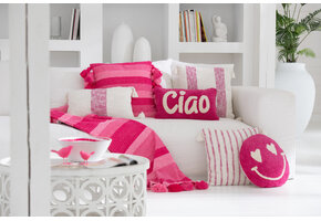 J-LINE GERUITE STREPEN+KWASTJES KATOEN ROZE