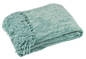J-LINE DEKEN CHENILLE POLYESTER TURQUOISE