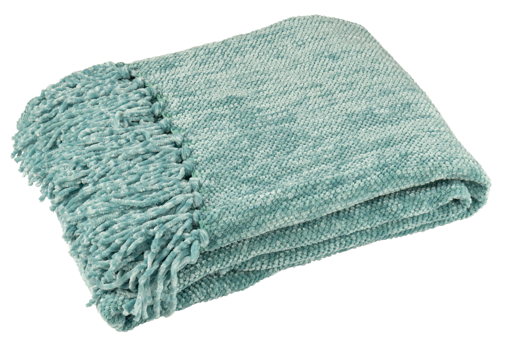 J-LINE DEKEN CHENILLE POLYESTER TURQUOISE