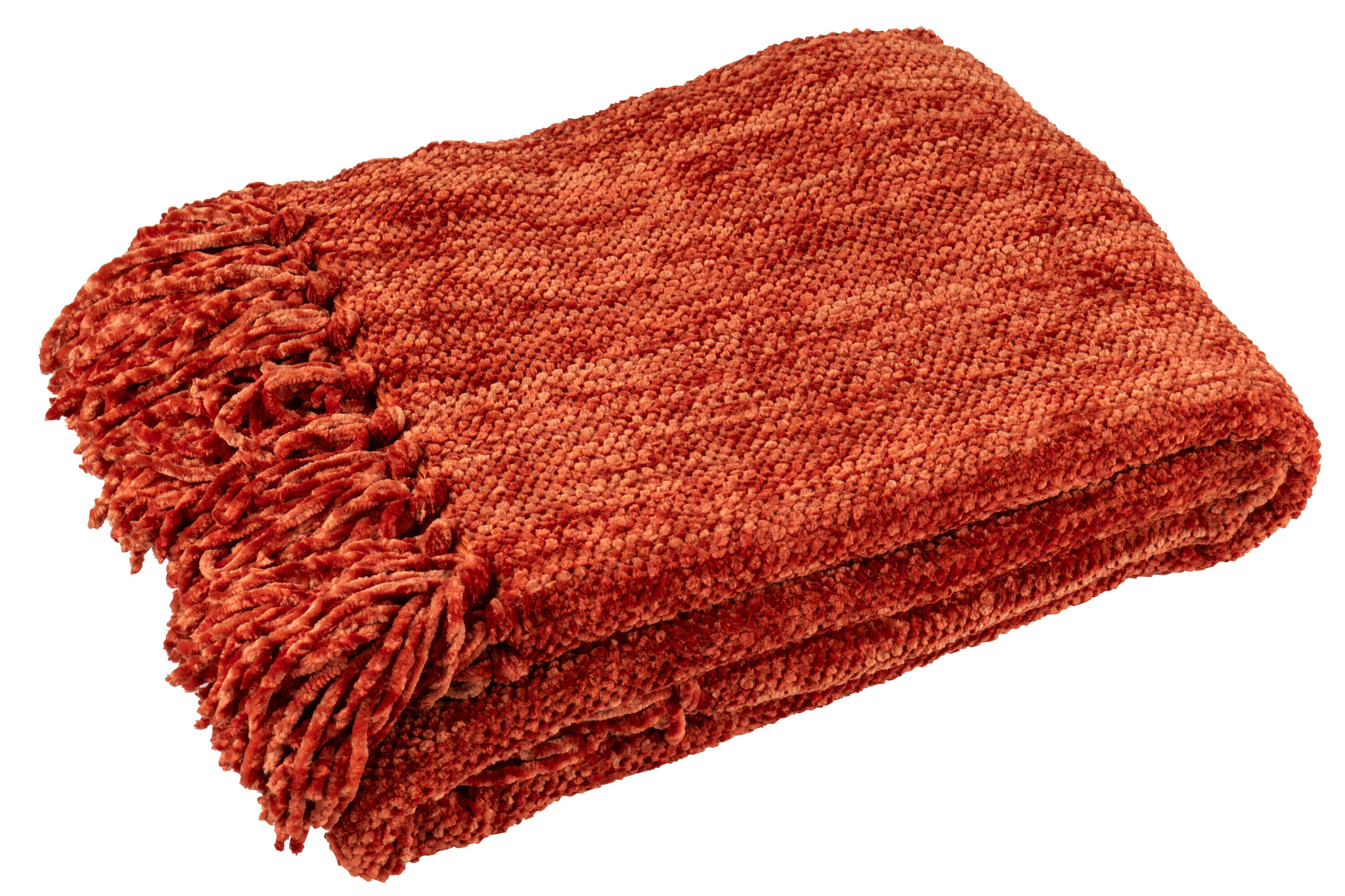 J-LINE DEKEN CHENILLE POLYESTER ROESTBRUIN