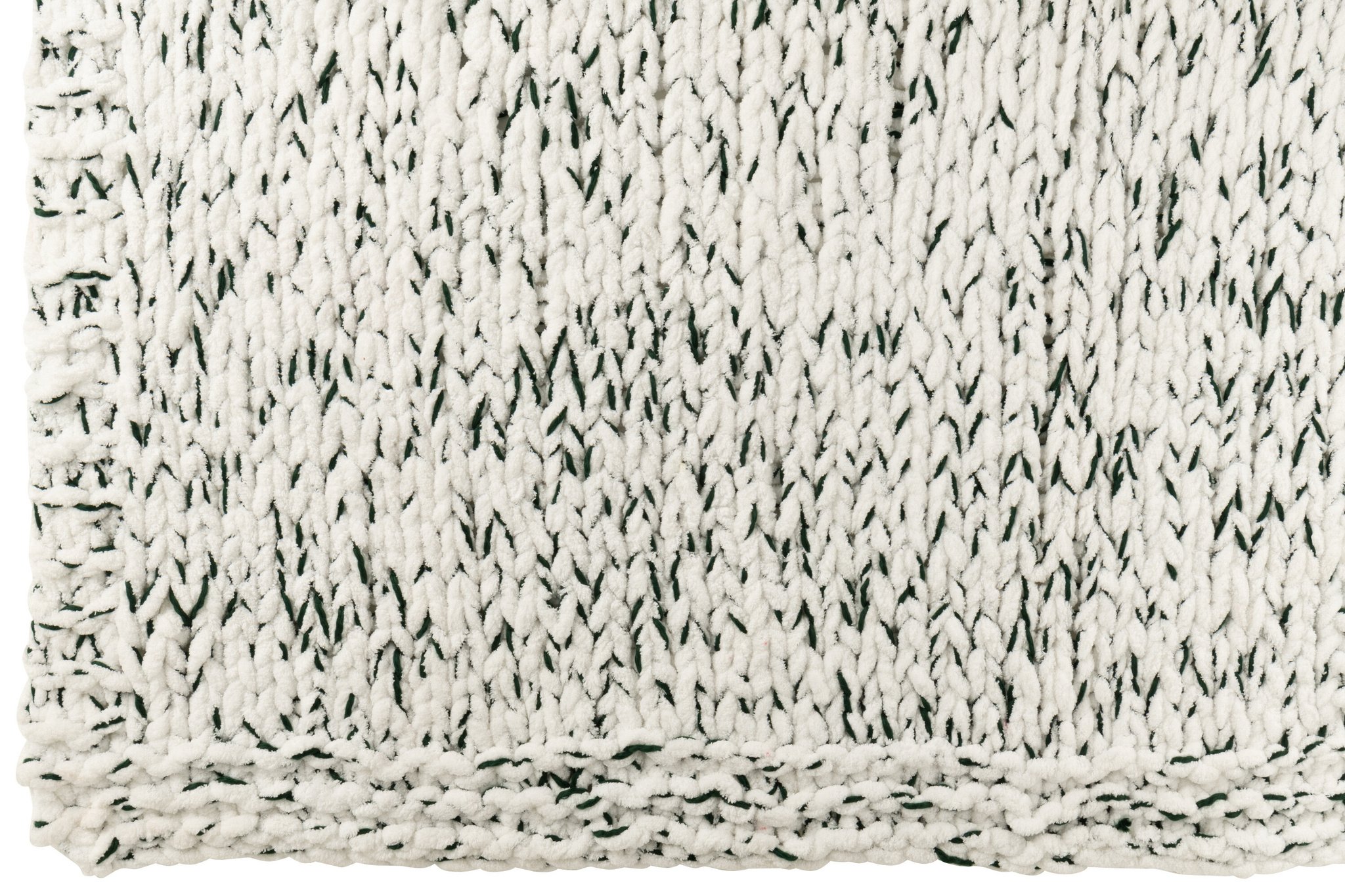 J-LINE DEKEN GEBREID POLYESTER WIT/DONKERGROEN