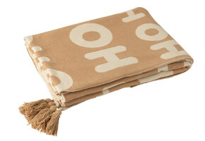 J-LINE DEKEN HOHOHO POLYESTER WIT/BEIGE