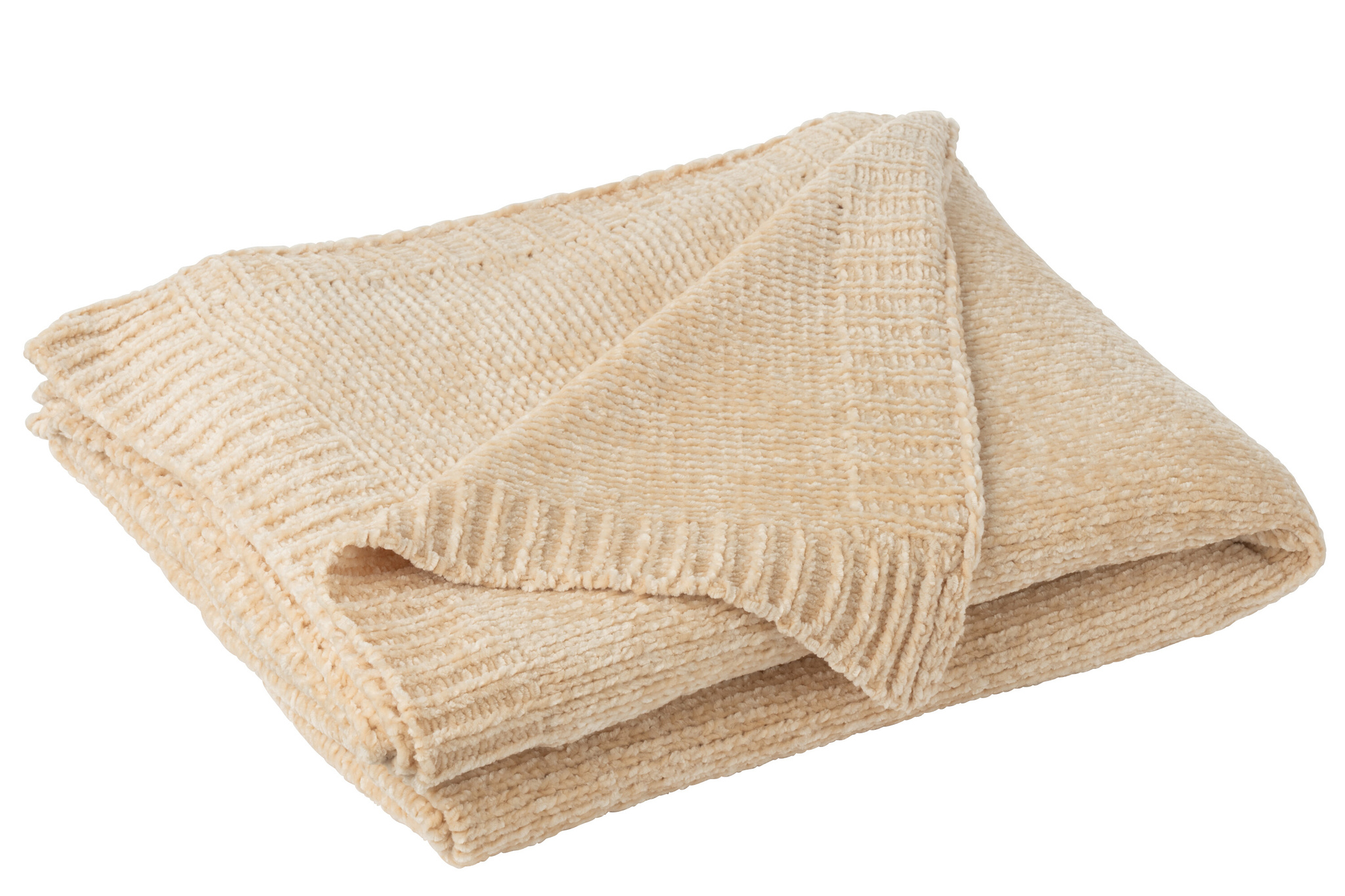 J-LINE DEKEN CHENILLE POLYESTER BEIGE