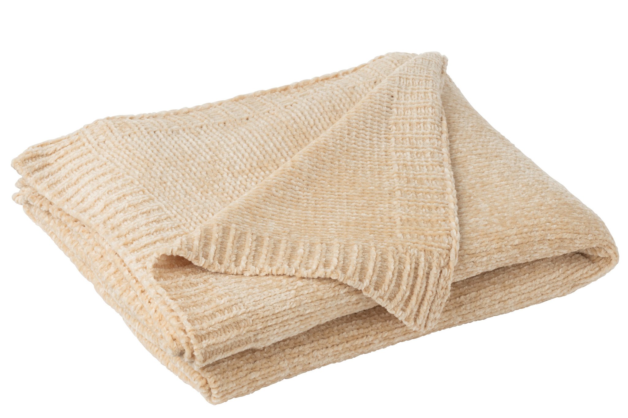 J-LINE DEKEN CHENILLE POLYESTER BEIGE