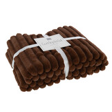 J-LINE PLAID RIBFLUWEEL POLYESTER CHOCOLADE