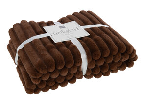 J-LINE PLAID RIBFLUWEEL POLYESTER CHOCOLADE