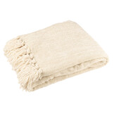 J-LINE DEKEN CHENILLE POLYESTER ECRU