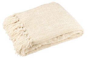 J-LINE DEKEN CHENILLE POLYESTER ECRU