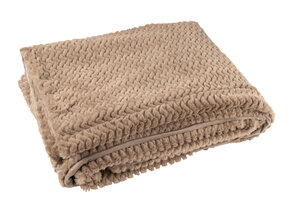 J-LINE DEKENTJE POLYESTER TAUPE