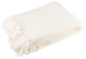 J-LINE DEKEN CHENILLE POLYESTER WIT