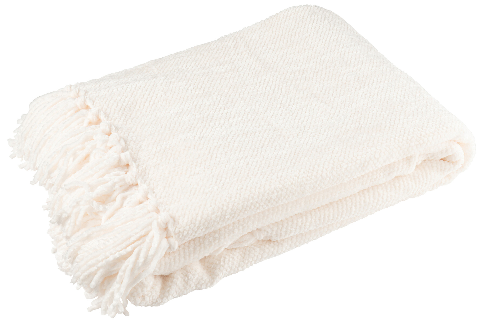 J-LINE DEKEN CHENILLE POLYESTER WIT