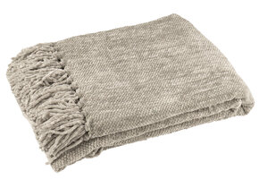 J-LINE DEKEN CHENILLE POLYESTER GRIJS-GROEN