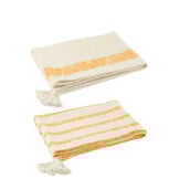 J-LINE GERUITE STREPEN+KWASTJES KATOEN WIT/ORANJE ASSORTIMENT VAN 2