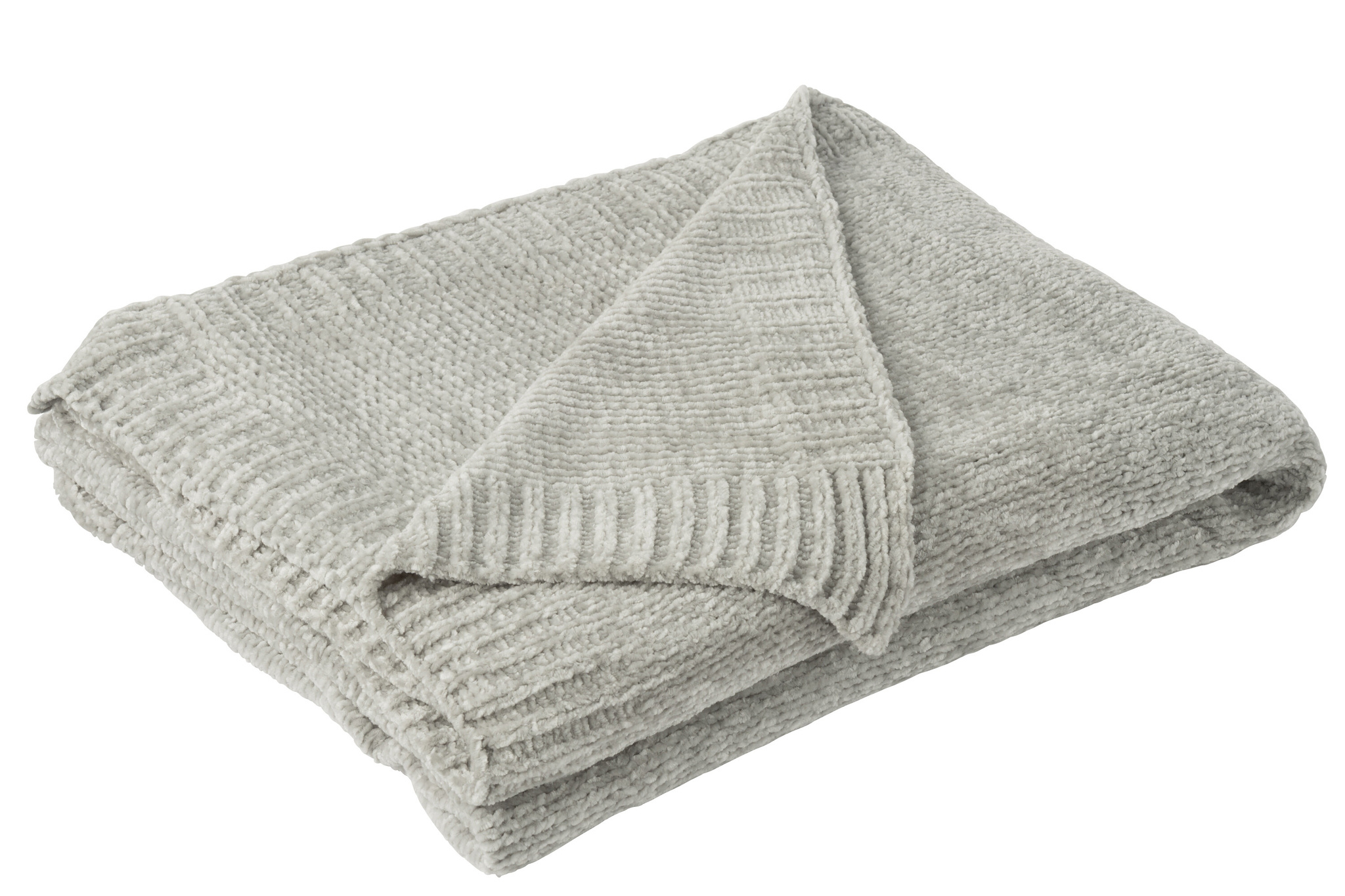 J-LINE DEKEN CHENILLE POLYESTER GRIJS