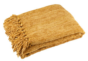 J-LINE DEKEN CHENILLE POLYESTER OKERGEEL