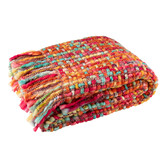 J-LINE DEKEN GEBREID ACRYL MULTICOLOR