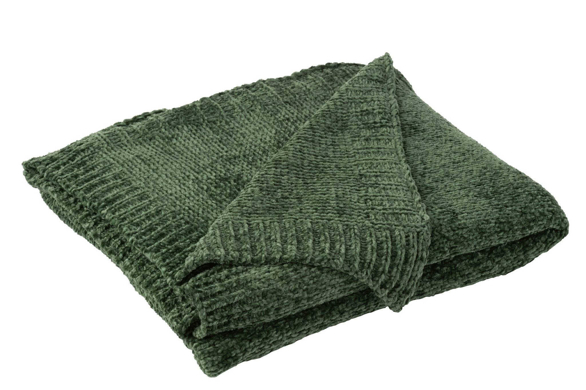 J-LINE DEKEN CHENILLE POLYESTER DONKERGROEN