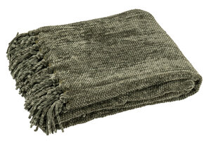 J-LINE DEKEN CHENILLE POLYESTER DONKERGROEN
