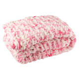 J-LINE DEKEN GEBREID POLYESTER ROZE/WIT