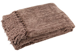 J-LINE DEKENTJE CHENILLE POLYESTER DONKERBRUIN