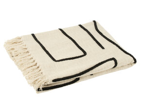 J-LINE PLAID LINES/CURVES KATOEN WIT/ZWART