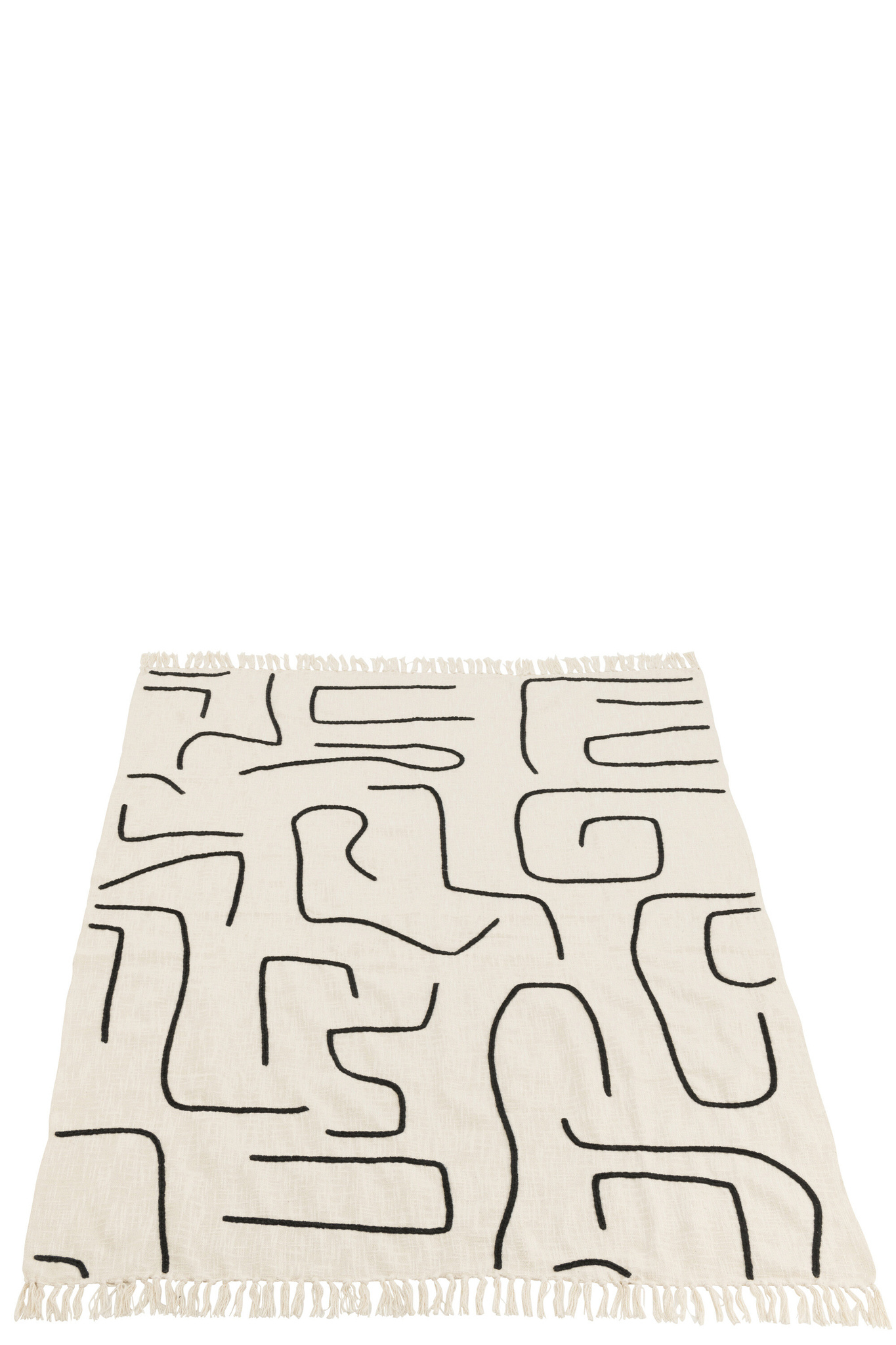 J-LINE PLAID LINES/CURVES KATOEN WIT/ZWART