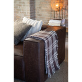 J-LINE DEKENTJE GERUIT KATOEN DONKERBRUIN/WIT