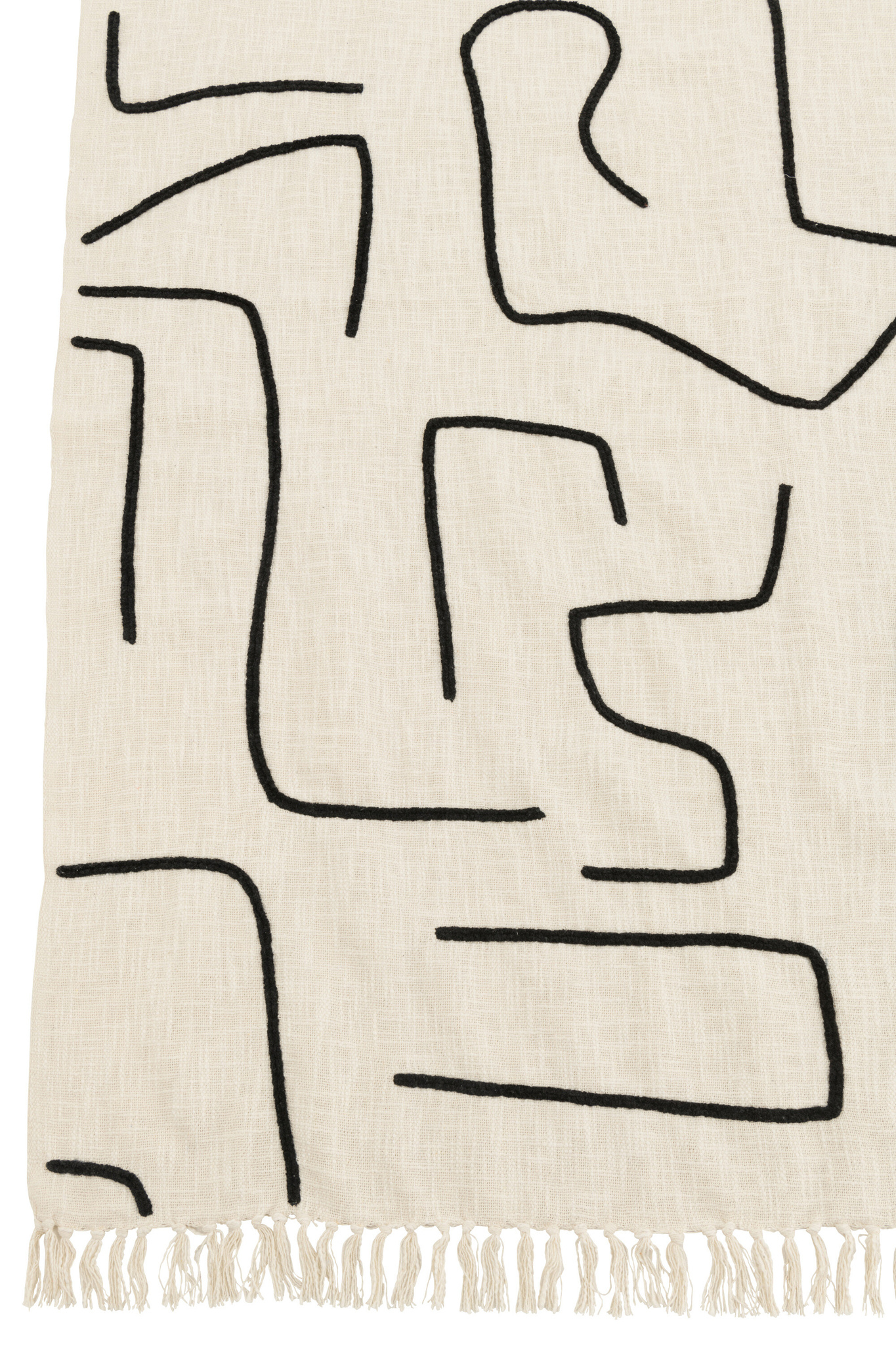 J-LINE PLAID LINES/CURVES KATOEN WIT/ZWART