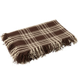 J-LINE DEKENTJE GERUIT KATOEN DONKERBRUIN/WIT