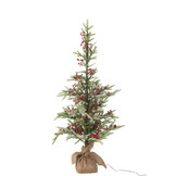 J-LINE KERSTBOOM + JUTE TAS + LED PLASTIC SNEEUW GROEN/ROOD KLEIN
