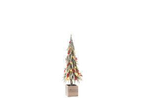 J-LINE KERSTBOOM + LED KUNSTMATIGE SNEEUW GROEN/ROOD MIDDELGROOT