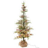 J-LINE KERSTBOOM + JUTE TAS + LED KUNSTMATIGE SNEEUW GROEN/ROOD GROOT