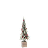 J-LINE KERSTBOOM + LED KUNSTMATIGE SNEEUW GROEN/ROOD MIDDELGROOT