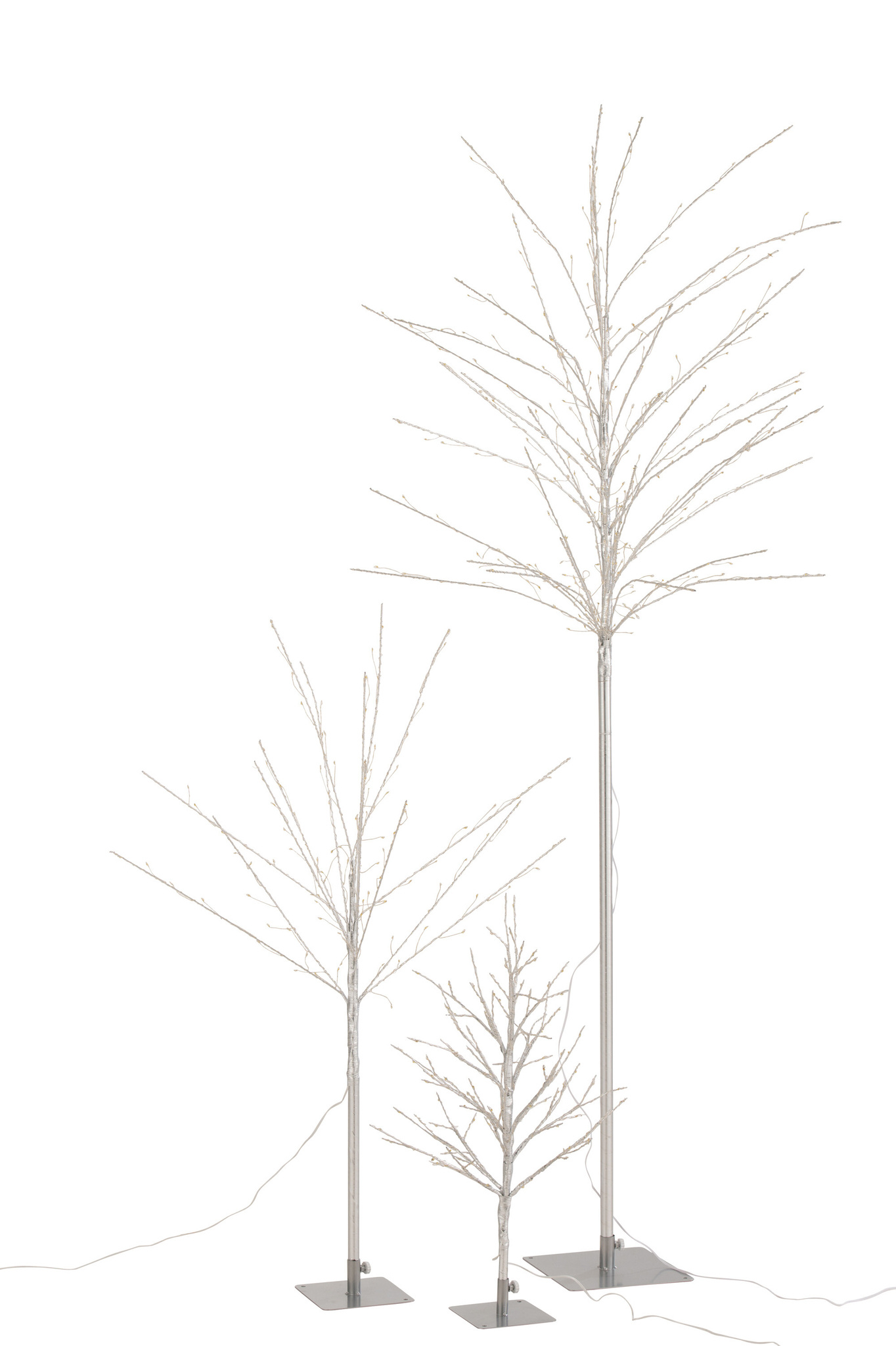 J-LINE KALE BOOM + LED METAAL ZILVER GROOT