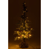 J-LINE KERSTBOOM + JUTE TAS + LED KUNSTMATIGE SNEEUW GROEN/ROOD GROOT